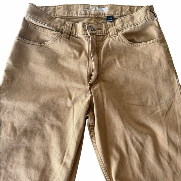 Carhartt Brown/Tan Work Pants with Back Patch - Picture 3 of 7